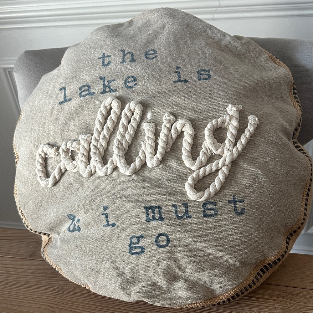 Mud Pie Tan and Lake Accent Pillow